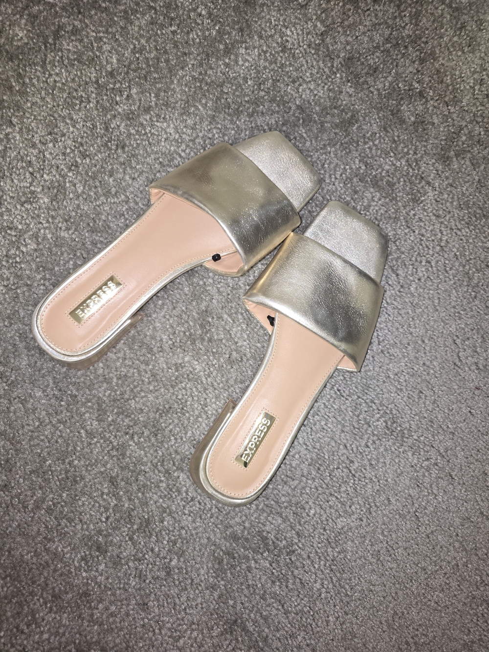 Express Women's Thick Strap Flat Sandals in Metallic Gold